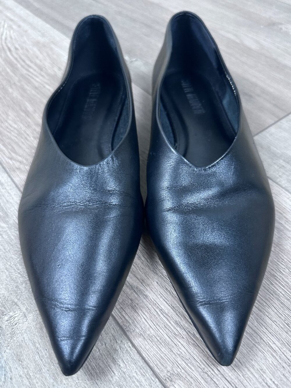 Steve Madden Black Leather Pointed Toe Flats Women’s 8.5 M